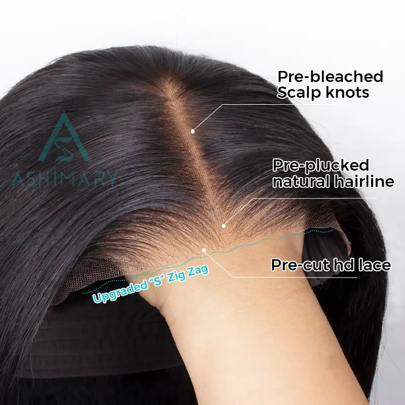 Wear & Go Bob Wig Kinky Straight HD Lace Closure Wig with Pre-Bleached Knots