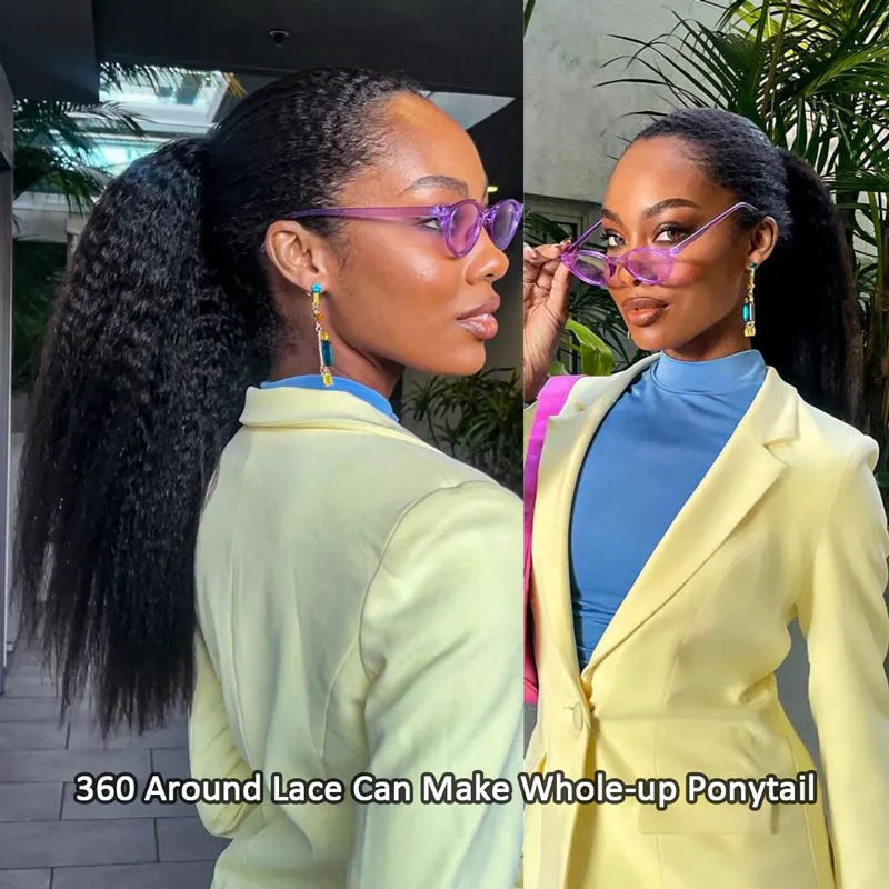 360 Lace Front Kinky Straight Human Hair Wigs For Women