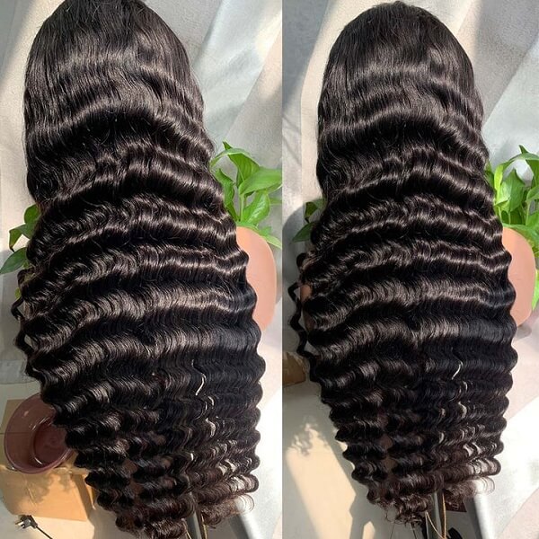 Pull Go 13x6 Full Wig Transparent Glueless Lace Loose Deep Wave Wig Natural Black Color