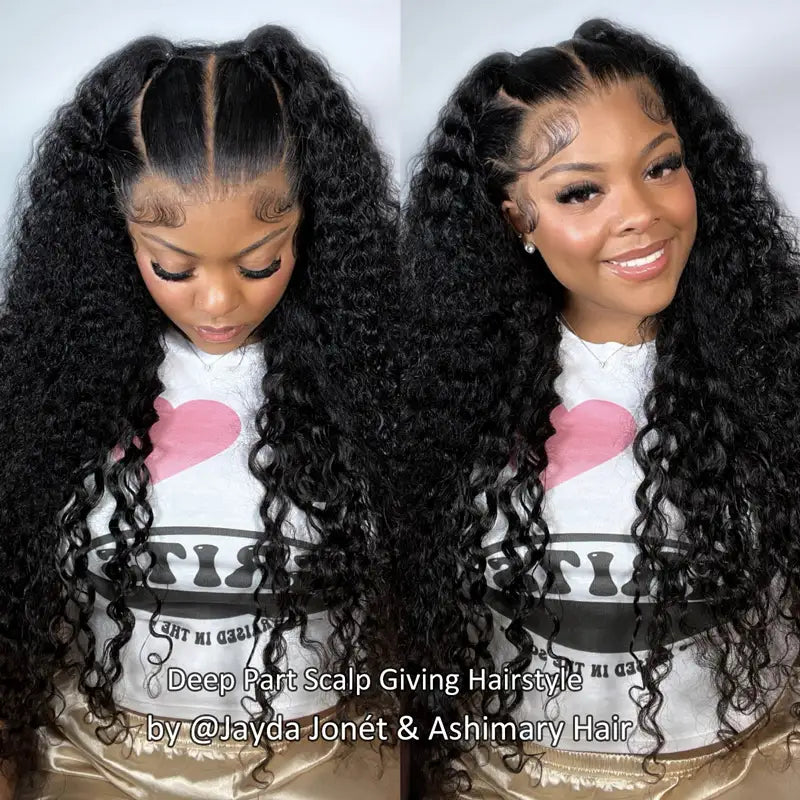 Pull Go 13x6 Full Wig Water Wave Transparent Lace Wig Natural Black Color