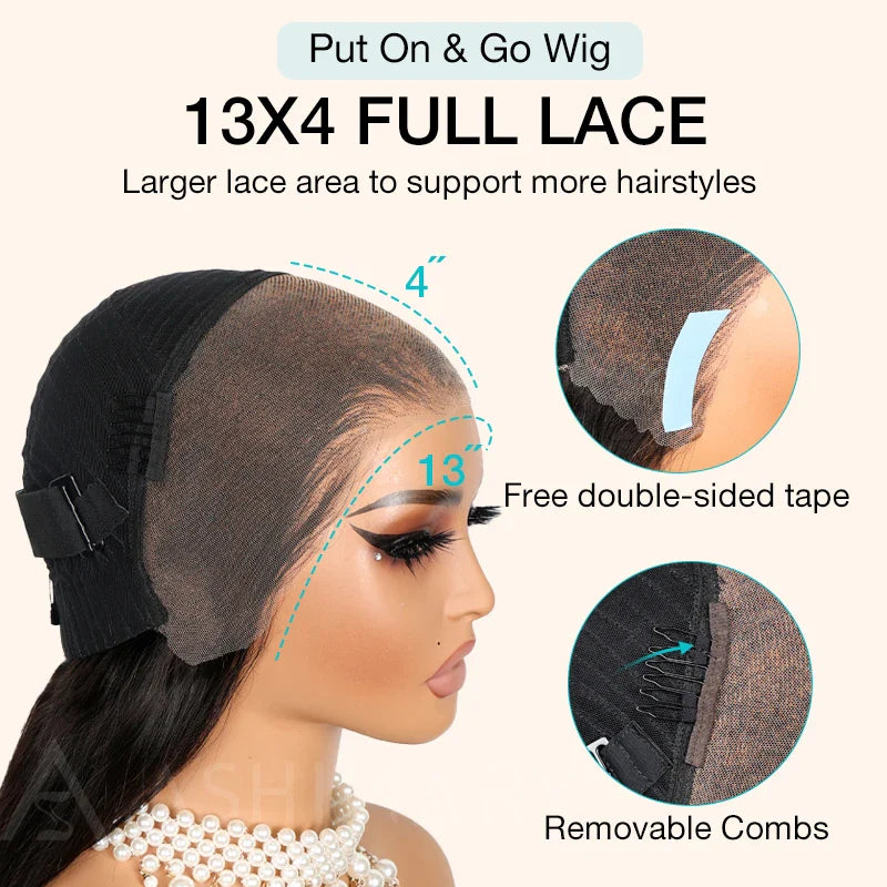 Ready to Wear Quick&Easy Wear Go Highlight Deep Wave 13x4 Lace Front Wig With Pre Bleach Knots & Plucked Hairline & Pre-cut lace