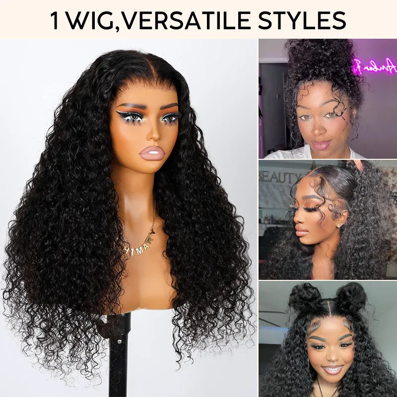 BOGO Kinky Curly Invisi Strap Snug Fit 360 Transparent Lace Frontal Updo Freely Human Hair Wig