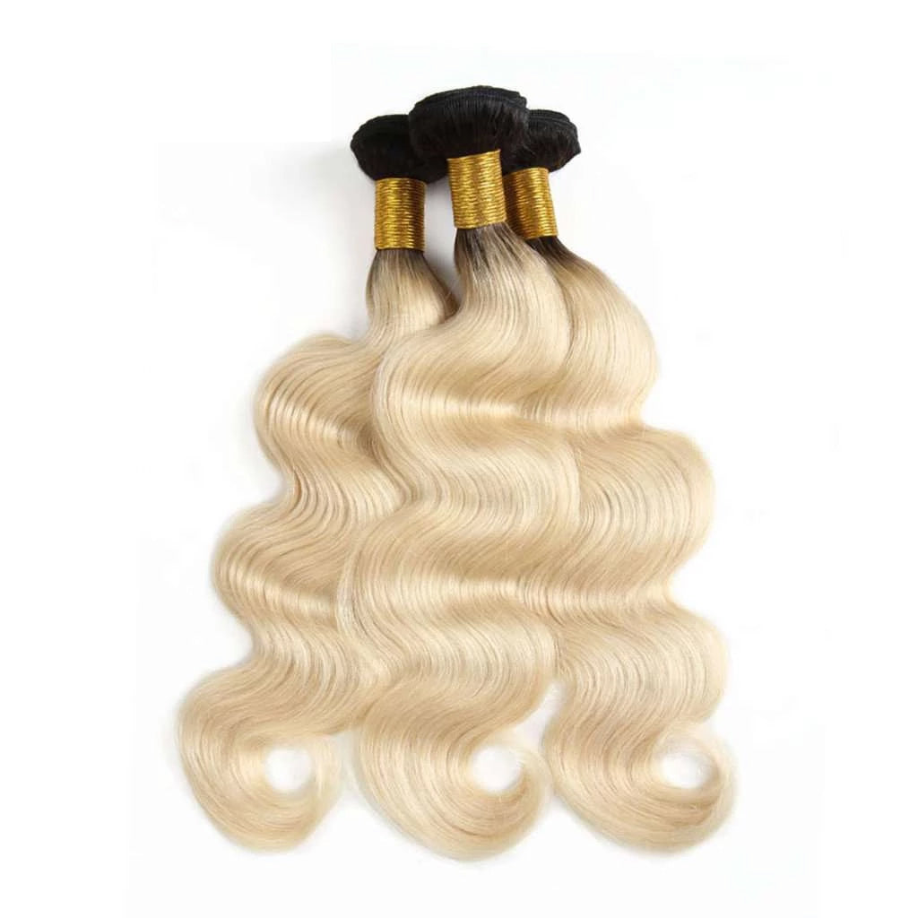 3 Bundles 1b/613 Ombré Blonde Hair Body Wave Brazilian Human Hair