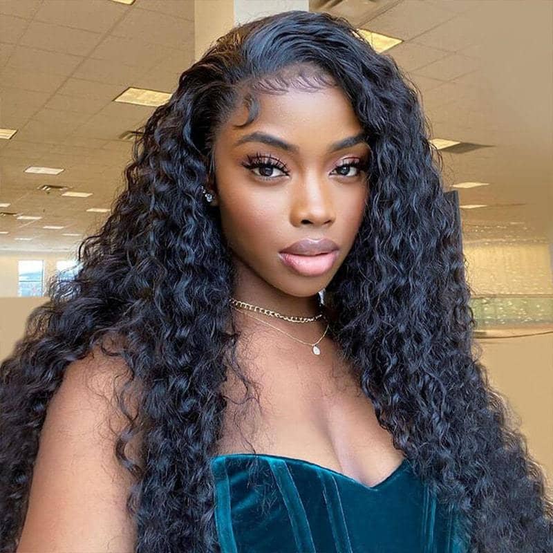 Ventilated Natural 4C Edges Water Wave 13X4/13x6 Transparent HD Lace Front Wig With Realistic Hairline