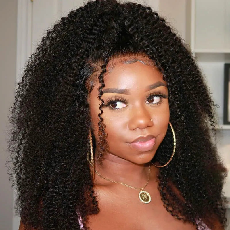 360 Lace Front Kinky Curly Human Hair Wig For Women