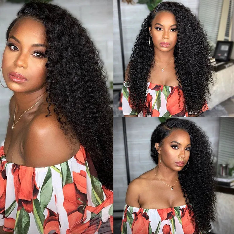 360 Lace Front Kinky Curly Human Hair Wig For Women