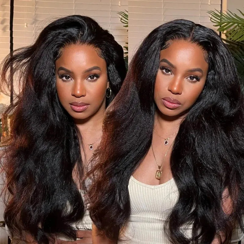 360 Lace Front Kinky Straight Human Hair Wigs For Women