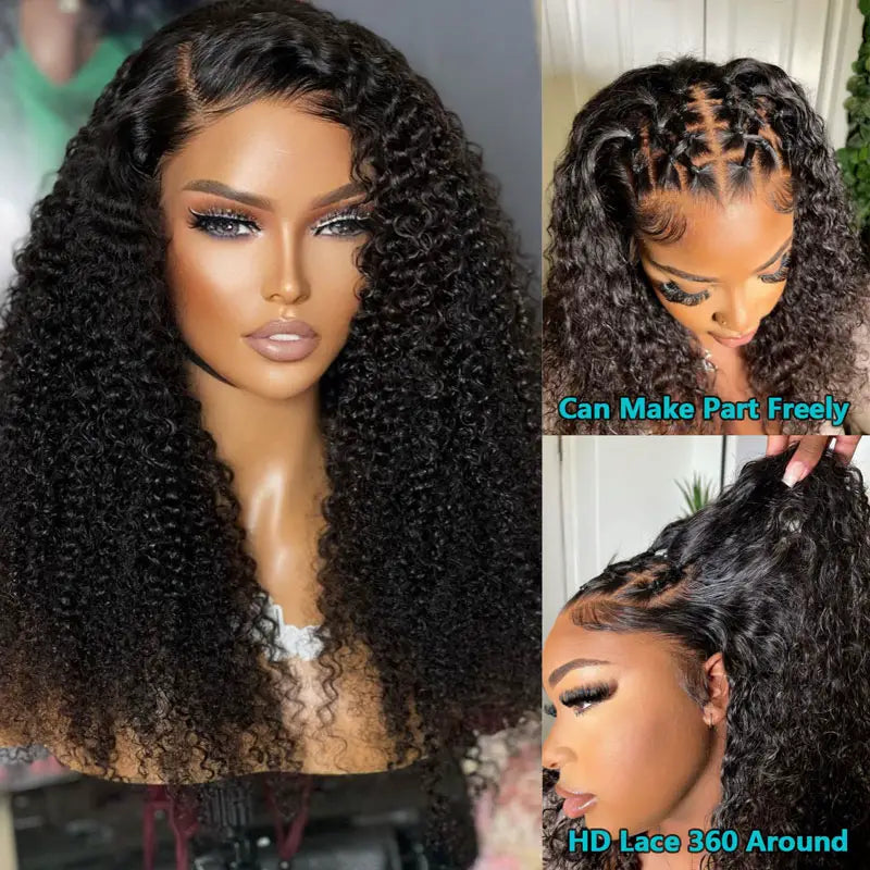 360 Lace Front Kinky Curly Human Hair Wig For Women
