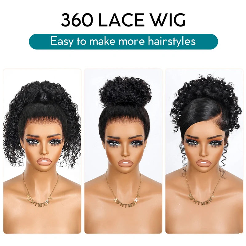 Kinky Curly Invisi Strap Snug Fit 360 Transparent Lace Frontal Bleached Knots Pre Cut Lace Wig