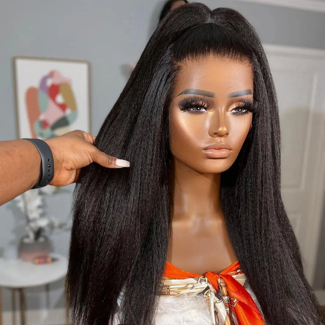 360 Lace Front Kinky Straight Human Hair Wigs For Women