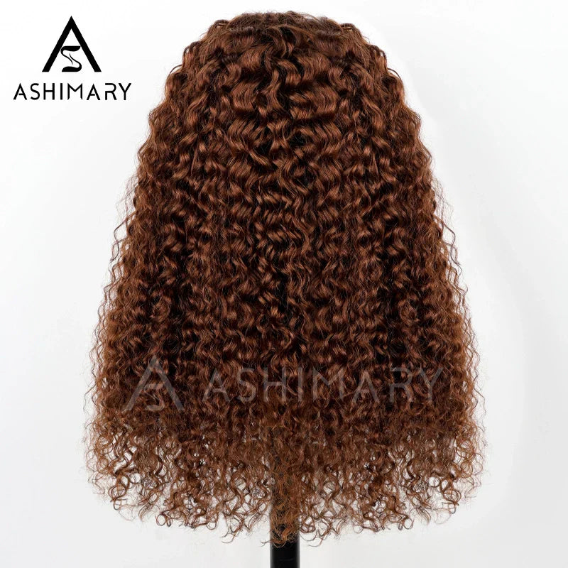 Chocolate Brown Water Wave Invisi Strap Snug Fit 360 Melting Lace Frontal Bleached Knots Glueless Lace Wig