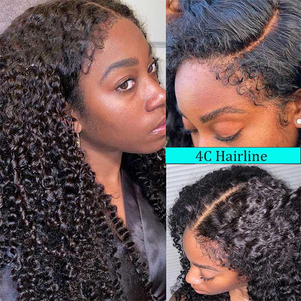 4C Edge Hairline Transparent Lace Front Deep Wave Wigs