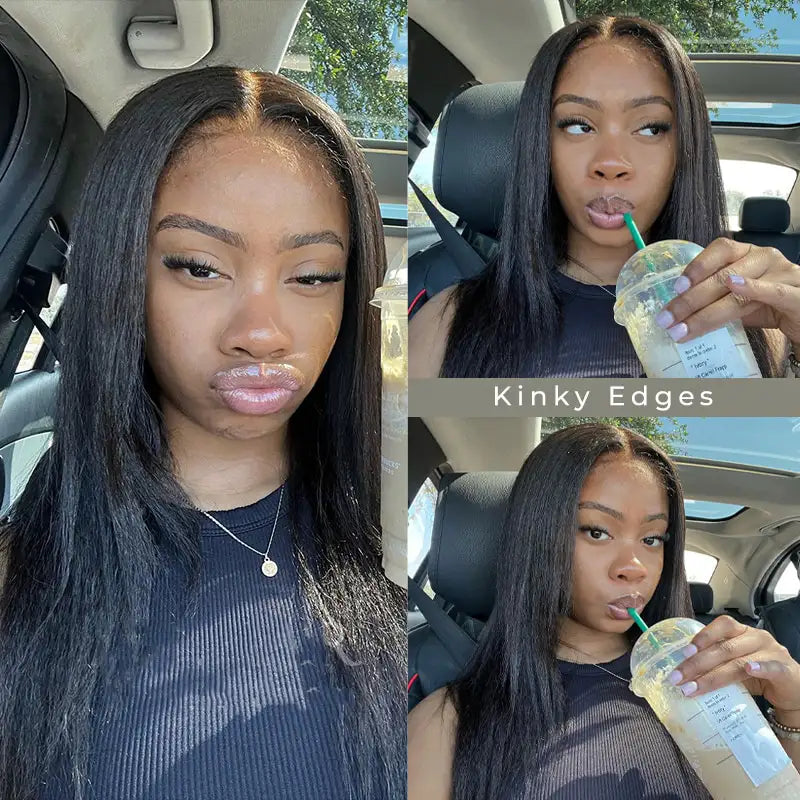 4C Hairline Wigs - 4x4 & 4x6 Lace Closure Kinky Straight with Realistic Hairline Human Hair Wig with Natural 4C Curly Baby Hair