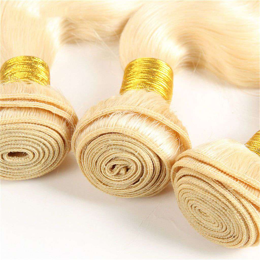 4 Bundles 613 Honey Blonde Straight Brazilian Human Hair Bundles