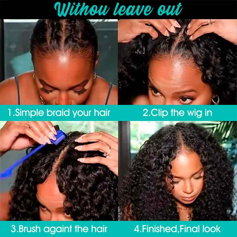 Pull Go Wig | Beginner Friendly Natural Scalp Curly Human Hair Upgrade Thin Part Wig Without Leave Out