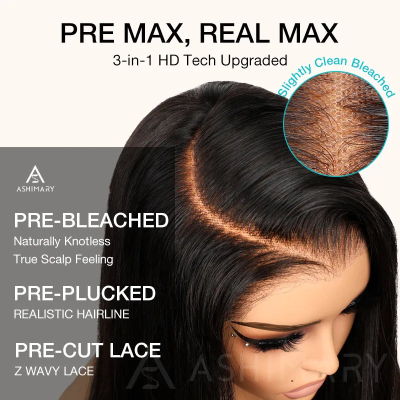 Ashimary Pull Go 13x6 Full Wig Honey Blonde Highlights on Black Hair Transparent Lace Frontal Pre Everything Glueless Human Hair Wig