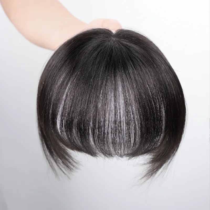 Ashimary Clip In Bang with Temples Hand-Tied Melt Lace Natural Black Straight Human Hair Extension