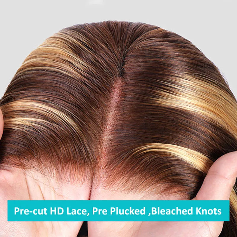 Highlight Glueless HD Lace Wig Body Wave Hair 5x5 HD 6X4.5 HD 4x4 Transparent Lace Closure Wig Ashimary Hair