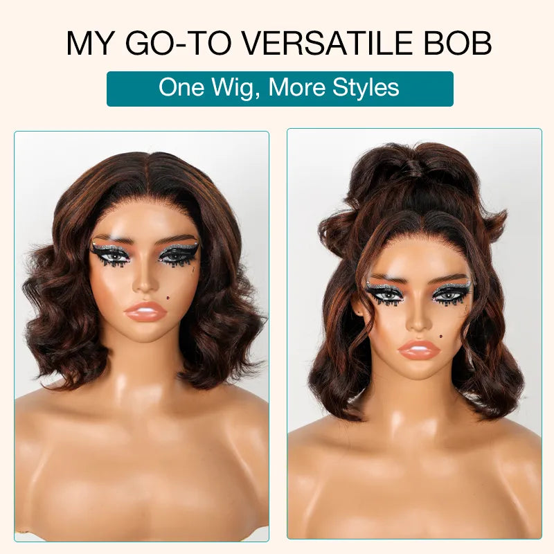 Highlight Yaki Straight Bob 13x4 Lace Frontal Pre Everthing 6x4.5 / 4x4 Lace Clsoure Human Hair Wig