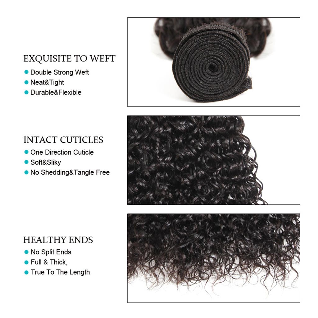 10A Jerry Curly Virgin Hair 3 Bundles With Frontal 100% Human Hair