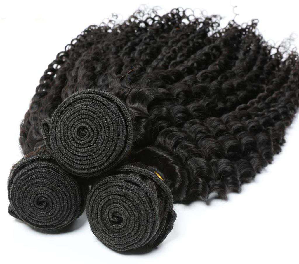 10A Kinky Curly Hair 4 Bundles With Closure Brazilian Hair Natural Color