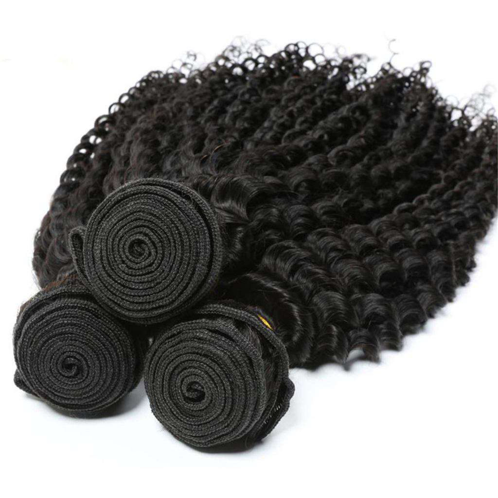 4 Bundles 10A Kinky Curly Hair Human Hair Bundles Natural Color