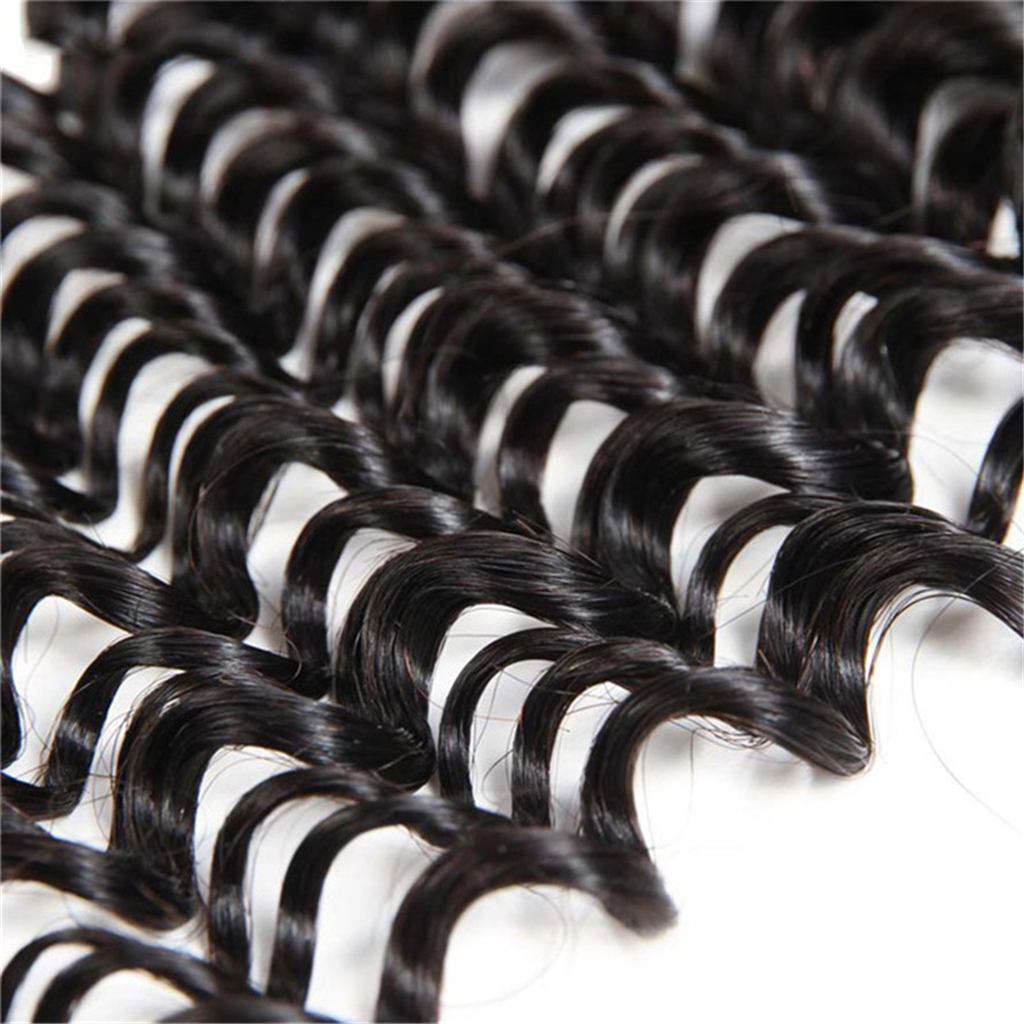 10A Kinky Curly Hair 4 Bundles With Closure Brazilian Hair Natural Color