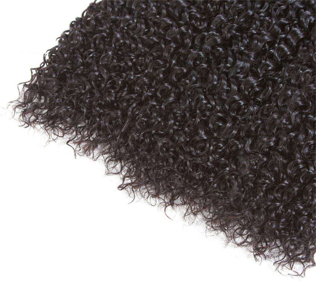 10A Kinky Curly Brazilian Hair 3 Bundles With Frontal Human Hair