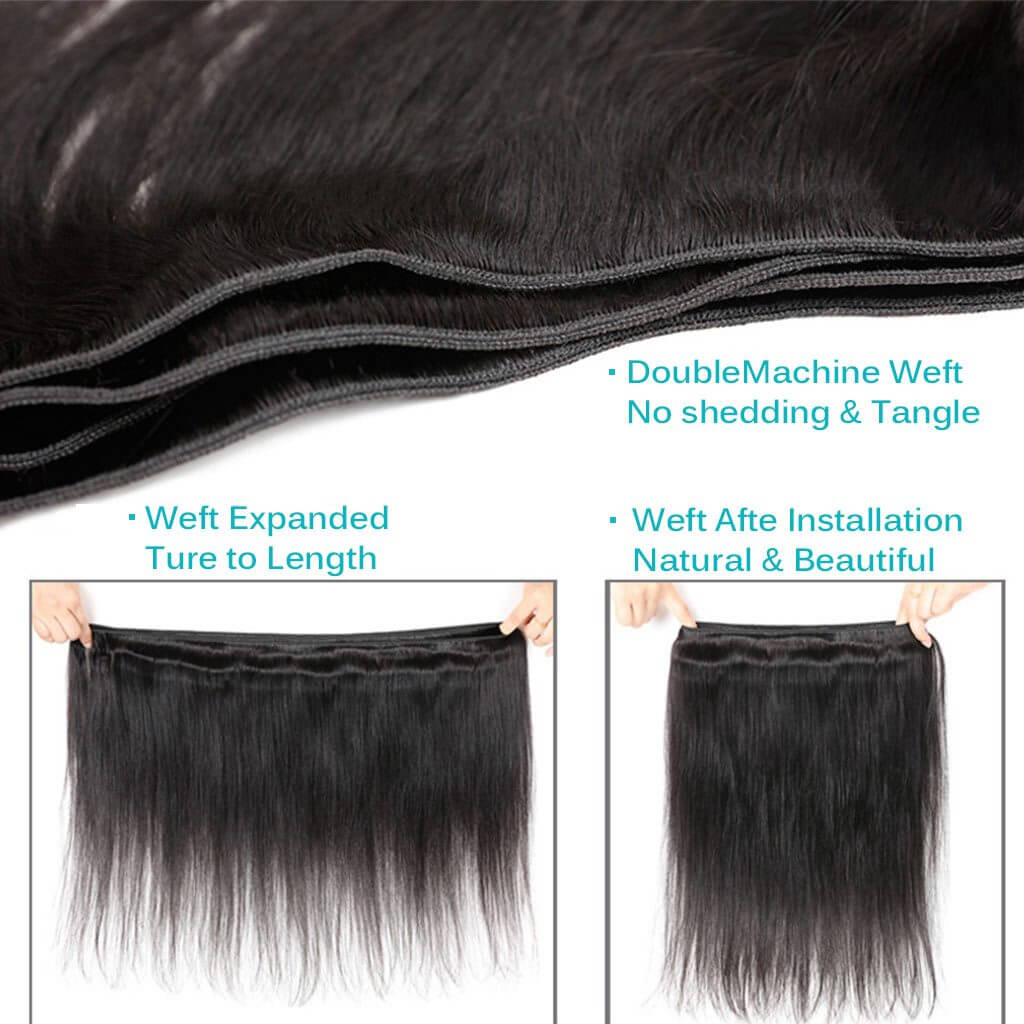 10A Straight Hair 3 Bundles With Frontal Human Hair 10A Straight Indian Hair
