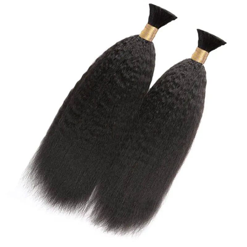 Ashimary Kinky Straight Bulk Human Hair For Knotless Braiding 3pcs/pack Natural Black