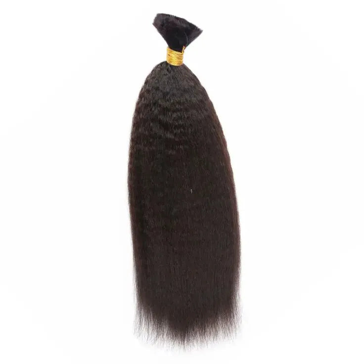 Ashimary Kinky Straight Bulk Human Hair For Knotless Braiding 3pcs/pack Natural Black