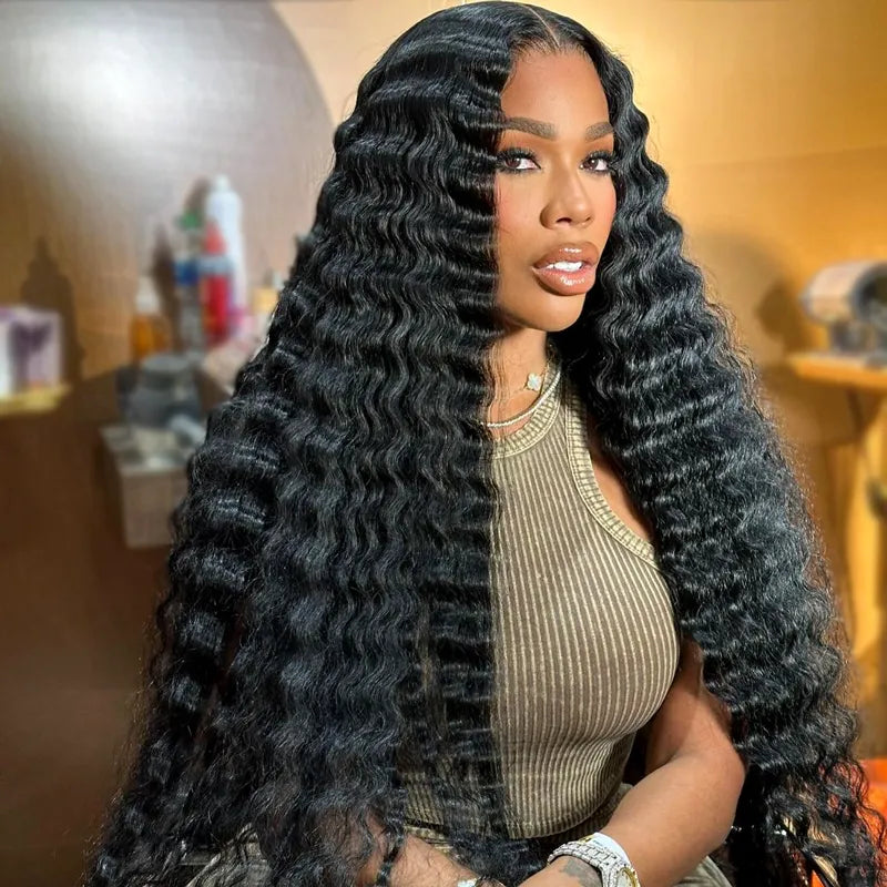 Long Wig | Loose Deep Wave 13x6 HD Lace Frontal Wig Natural Black Hair 28-40 Inch