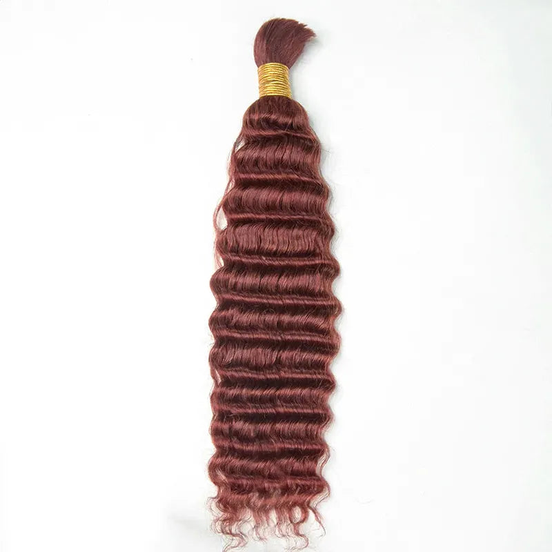 Ashimary Deep Wave Reddish Brown Bulk Human Hair For Knotless Braiding 3pcs/pack