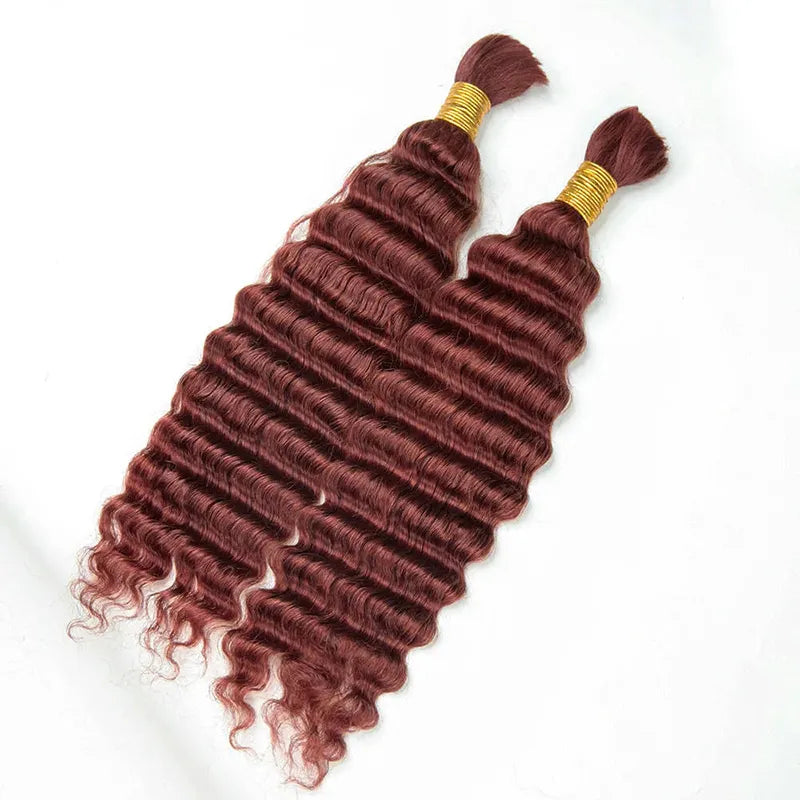 Ashimary Deep Wave Reddish Brown Bulk Human Hair For Knotless Braiding 3pcs/pack