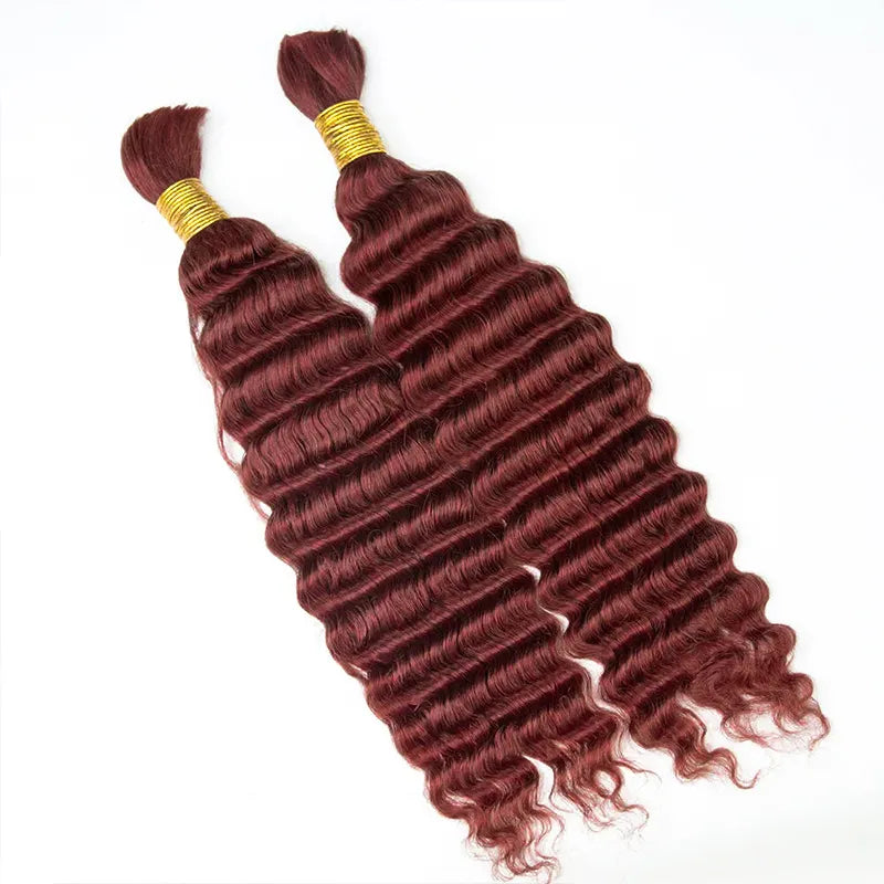 Ashimary Deep Wave Reddish Brown Bulk Human Hair For Knotless Braiding 3pcs/pack