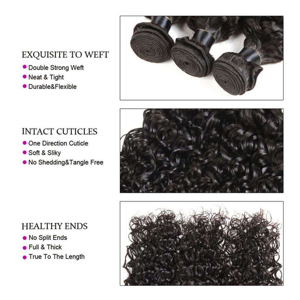 Water Wave Brazilian Hair 3 Bundles With Frontal Human Hair Natural Wave 10A Grade