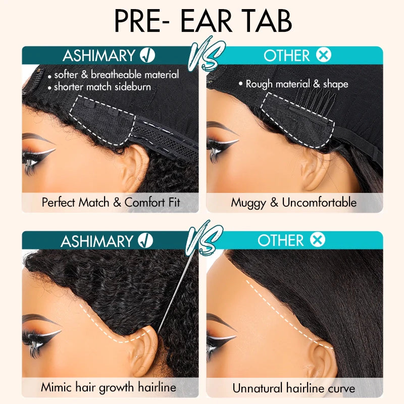 Pull Go Wig | Glueless Bob V Part Wig Beginner Friendly Natural Scalp Thick Human Hair