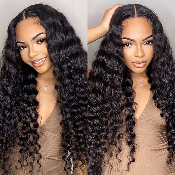 Air Wig|Upgrade Pre Cut Lace Wear Go Glueless Deep Wave Wig with Pre Bleached Knots & Plucked Hairline