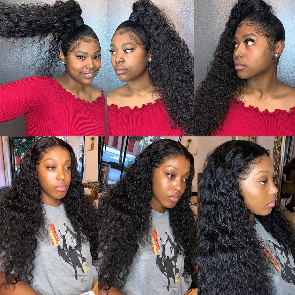 4 Bundles 10A Deep Wave Human Hair Bundles Natural Color
