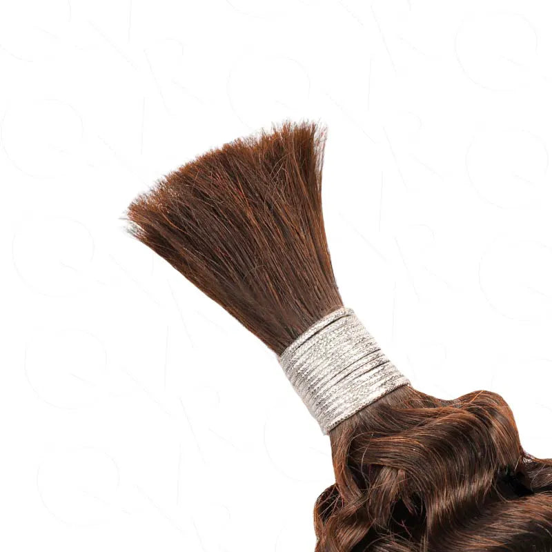 Ashimary #4 Chocolate Brown Deep Wave Bulk Human Hair For Boho Knotless Braiding 3pcs/pack