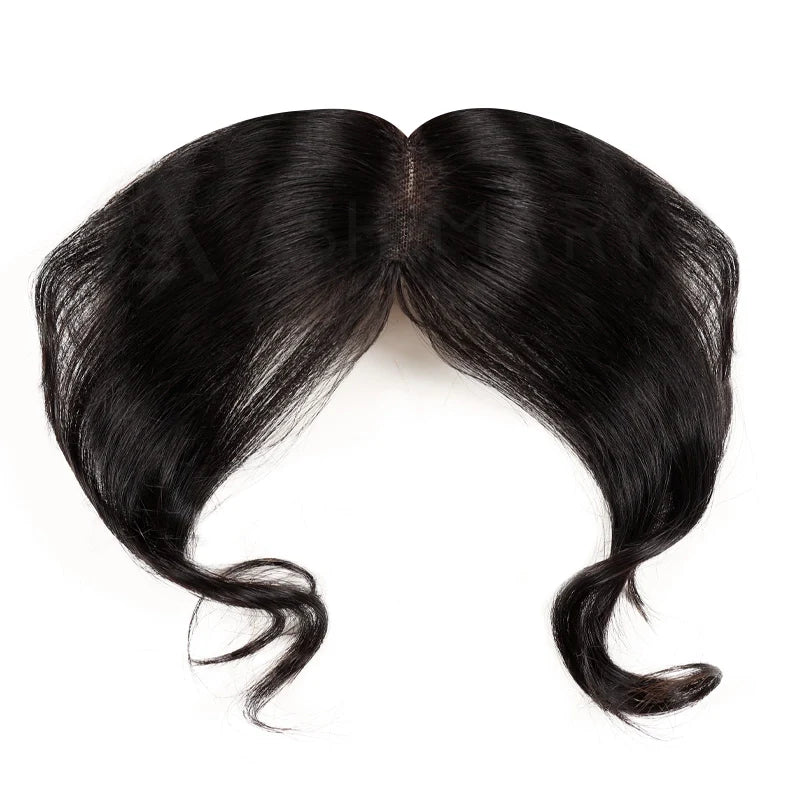 Ashimary Clip In Curtain Bang Hairstyles with Temples Melt Lace Natural Black Human Hair Extension
