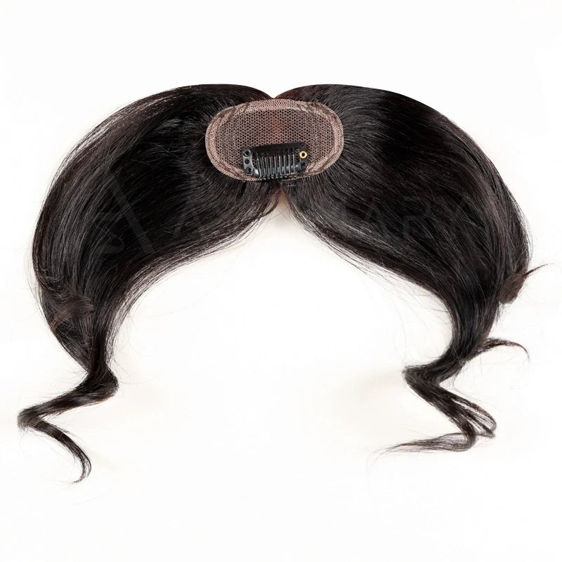 Ashimary Clip In Curtain Bang Hairstyles with Temples Melt Lace Natural Black Human Hair Extension
