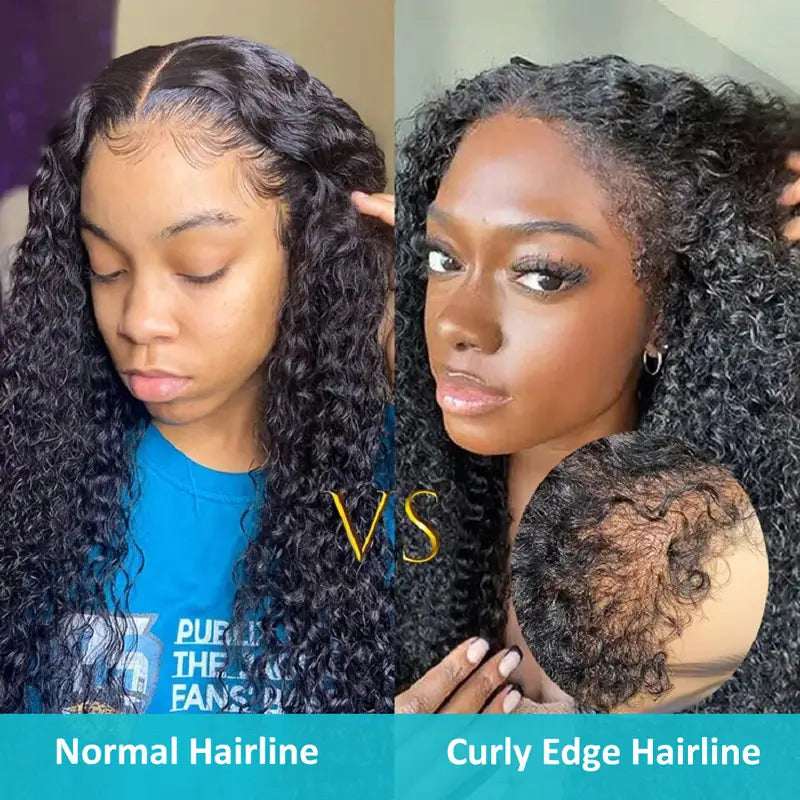4C Edges Curly Baby Hair 13x4 & 13x6 HD Invisible Lace Frontal Kinky Curly Wigs Pre Bleached Knots Hair