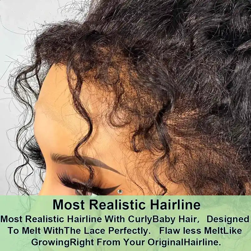 4C Edges Curly Baby Hair 13x4 & 13x6 HD Invisible Lace Frontal Kinky Curly Wigs Pre Bleached Knots Hair