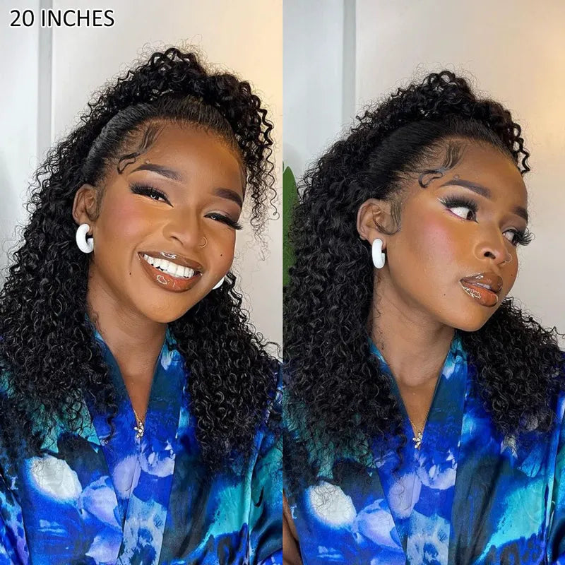 BOGO Kinky Curly Invisi Strap Snug Fit 360 Transparent Lace Frontal Updo Freely Human Hair Wig