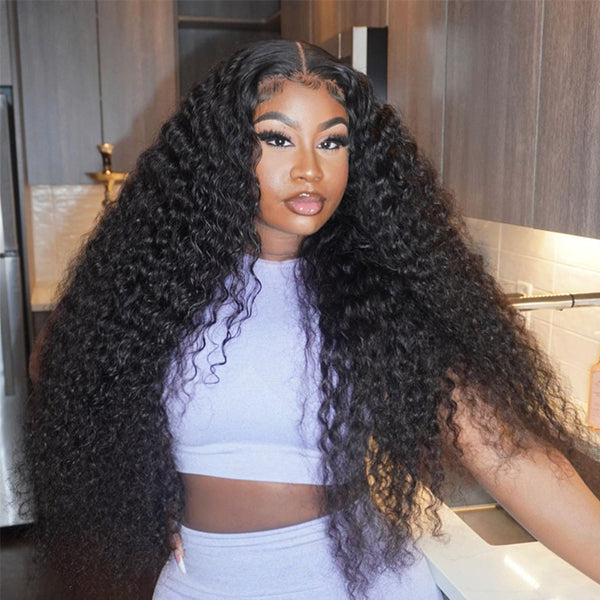 13x4 Transparent HD lace Front Wigs Deep Wave Human Hair 180% 250% Density Ashimary