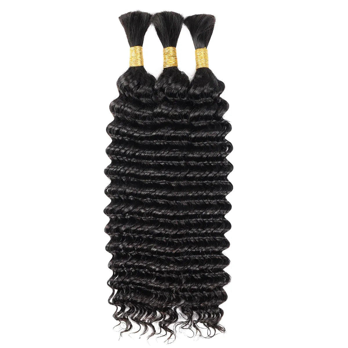 Ashimary Deep Wave Bulk Human Hair For Boho Knotless Braiding 3pcs/pack Natural Black