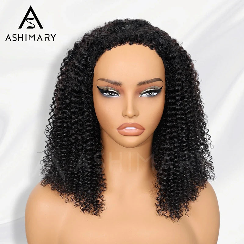 4C Edge Hairline 3.0 Half Wig with Drawstring Kinky Curly Ready To Go Wig 3 in 1 Half Wig Human Hair Affordable Wig