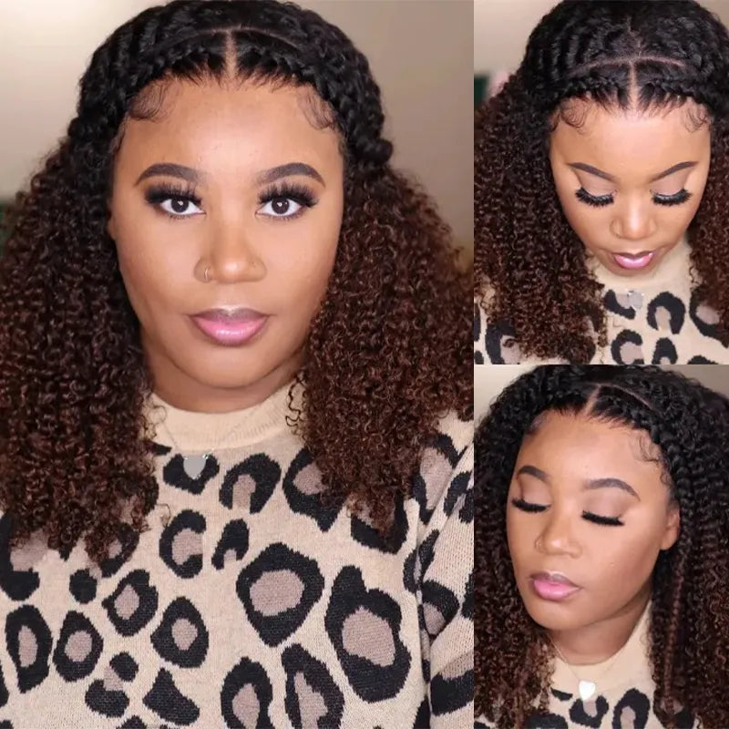 4C Edge Hairline 3.0 Half Wig with Drawstring Kinky Curly Ready To Go Wig 3 in 1 Half Wig Human Hair Affordable Wig