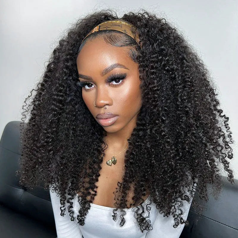 4C Edge Hairline 3.0 Half Wig with Drawstring Kinky Curly Ready To Go Wig 3 in 1 Half Wig Human Hair Affordable Wig